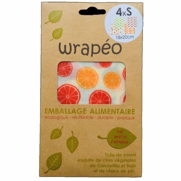 Sets 4 Beewraps emballages alimentaires S en cire végétale Décor Fr