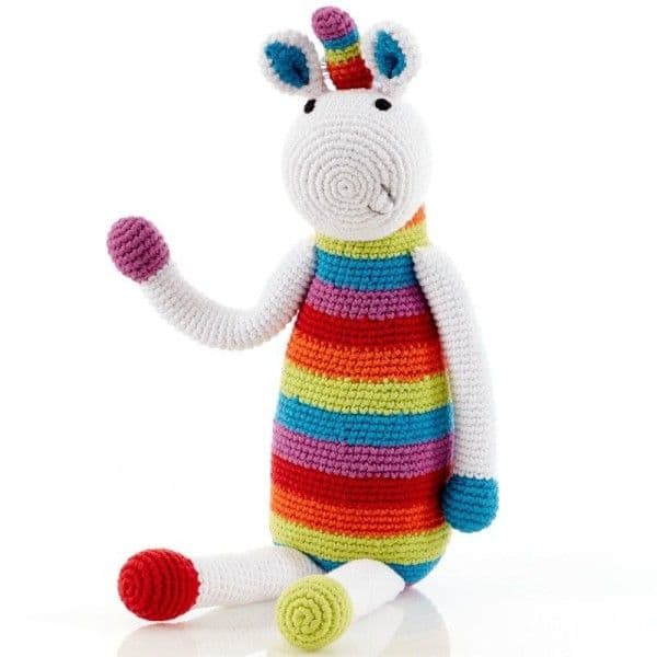 Doudou Licorne Rainbow 37cm Pebble® Maille Crochet Coton Bio -