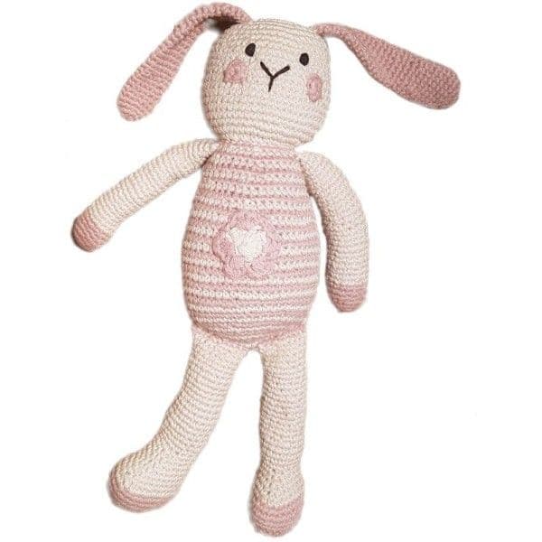 Doudou Lapine Rose Flower 28cm Pebble® Maille Crochet Coton Bio -