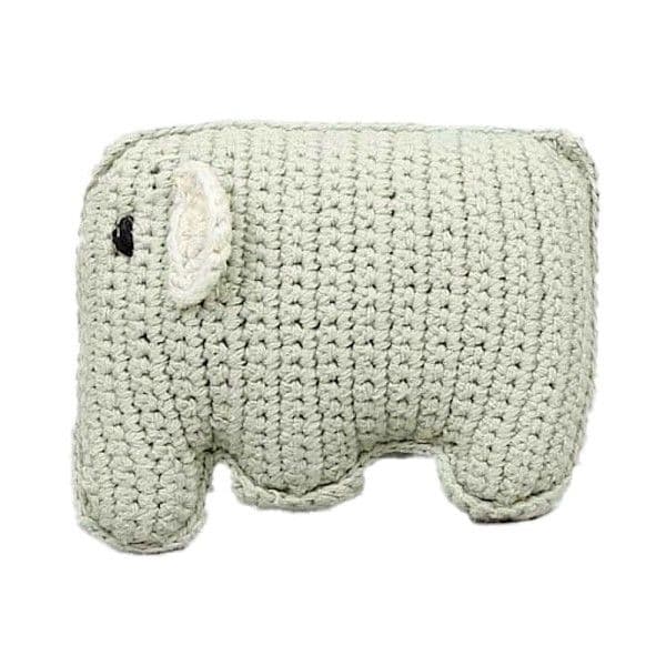 Hochet Eléphant Vert argile 9.5cm Pebble® Maille Crochet Coton Bio -
