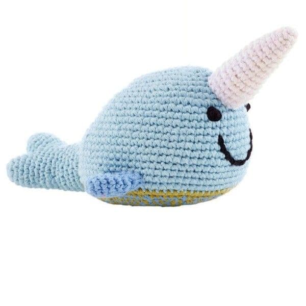 Hochet Narval Organic 15cm Pebble® Maille Crochet Coton Bio - Hochet