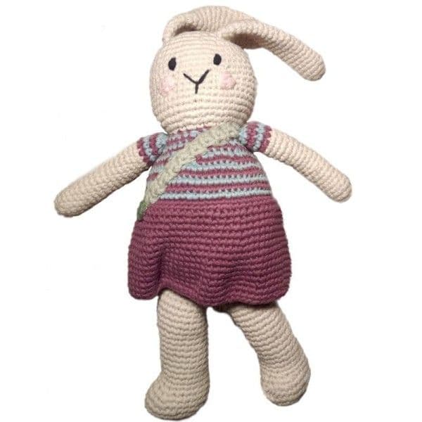 Doudou Lapine Violette 28cm Pebble® Maille Crochet Coton Bio -