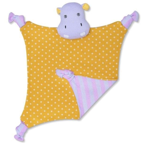 Doudou plat coton bio Coco l'hippopotame Ocre 30 cm Apple Park -