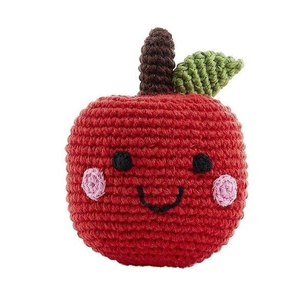 Hochet Pomme 13cm Pebble® Maille Crochet Coton Bio - Hochet Bébé Bio