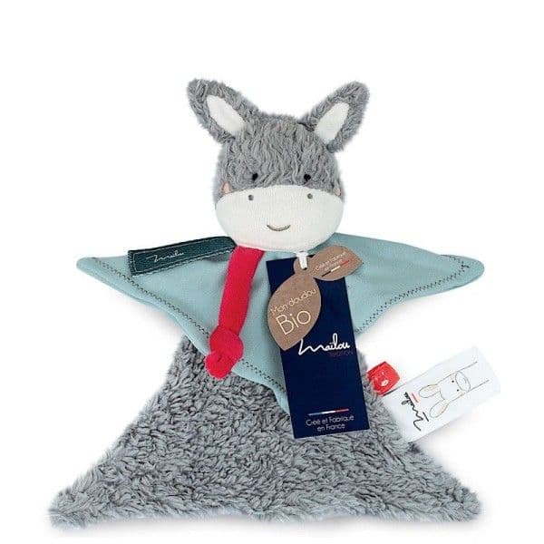 Doudou plat Ane 22 cm Maïlou Tradition® coton bio - Doudou bio fait e