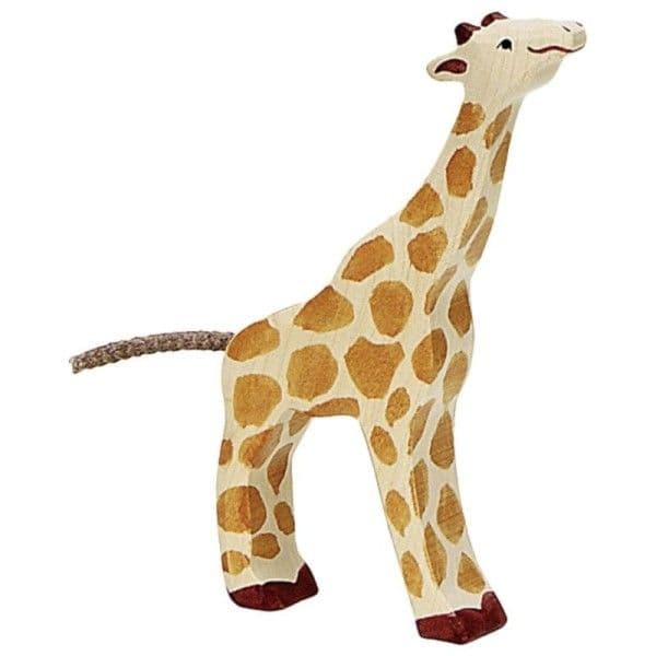 Bébé Girafe en bois figurine 14cm en train de manger Holztiger®
