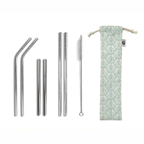 Set de 6 pailles inox Découverte Losange Turquoise Gaspajoe® - P