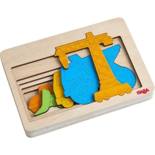 Jouet en Bois Puzzle 5 pièces Véhicules de chantier HABA® - Puzzles b