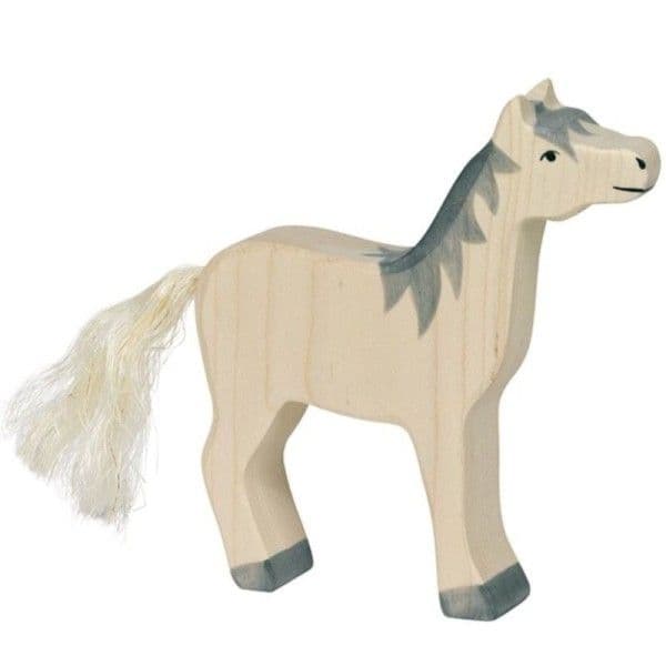 Cheval Blanc 13cm en bois Animaux Figurines de la ferme Holztiger®