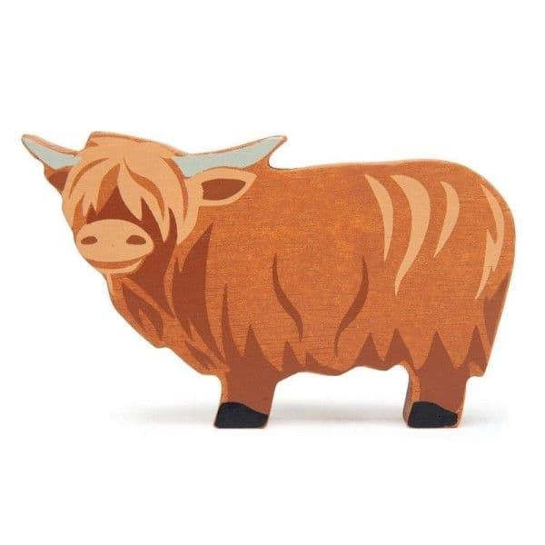 Figurine en bois Animaux de la ferme Vache écossaise 11 cm Tender