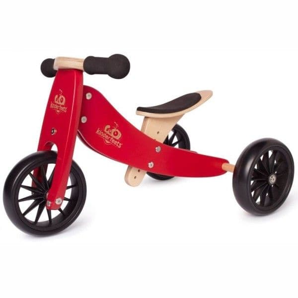 Tricycle Draisienne en bois évolutive 2 en 1 Tiny Tot 10" Rouge