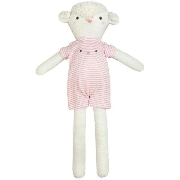 Peluche éponge de coton bio Agneau Tunique Rose 35cm Albetta® - P