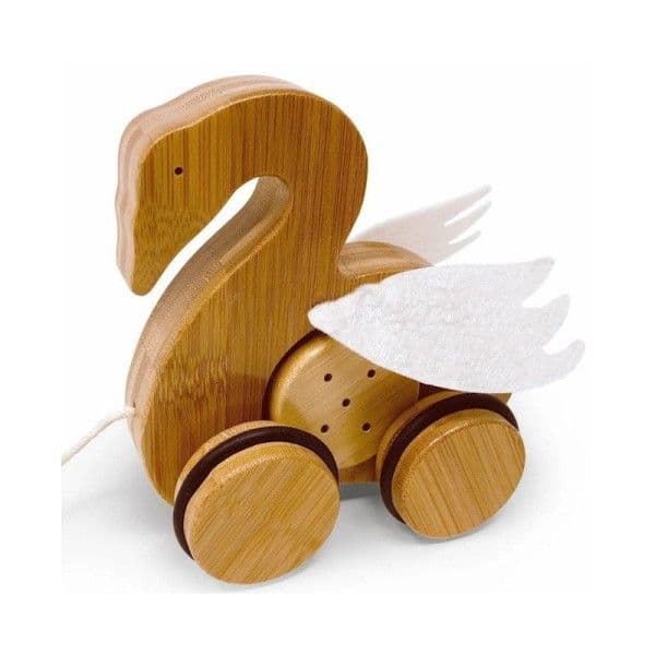 Jouet à tirer Cygne en bois naturel bambou Kinderfeets®