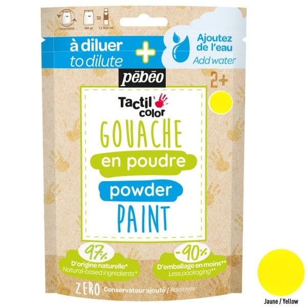 Peinture enfant Gouache en poudre Tactilcolor 100g Jaune Pébéo® - Go