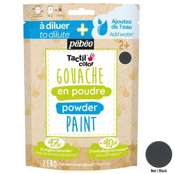 Peinture enfant Gouache en poudre Tactilcolor 100g Noir Pébéo® - Go