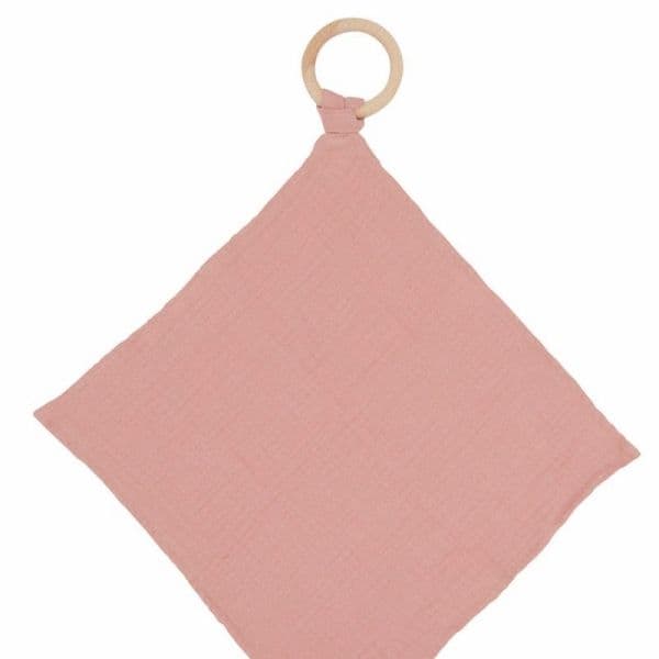 Doudou Lange Rose Naturel Coton Bio & Anneau de dentition bois aPunt