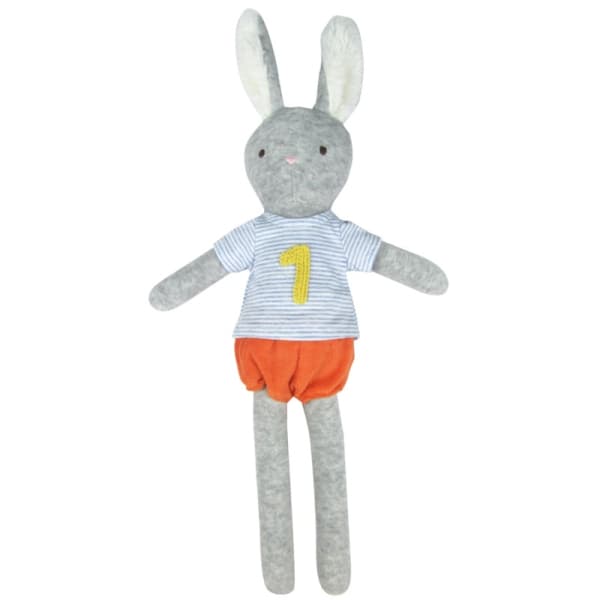 Lapin Peluche éponge de coton bio 1er anniversaire 44cm Albetta® - P