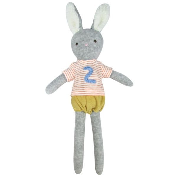 Lapin Peluche éponge de coton bio 2ème anniversaire 44cm Albetta® - P