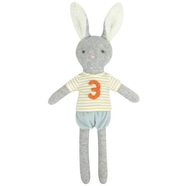 Lapin Peluche éponge de coton bio 3ème anniversaire 44cm Albetta® - P