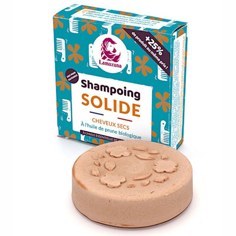 Shampoing solide Cheveux secs huile de prune Lamazuna® - Cosmétiques