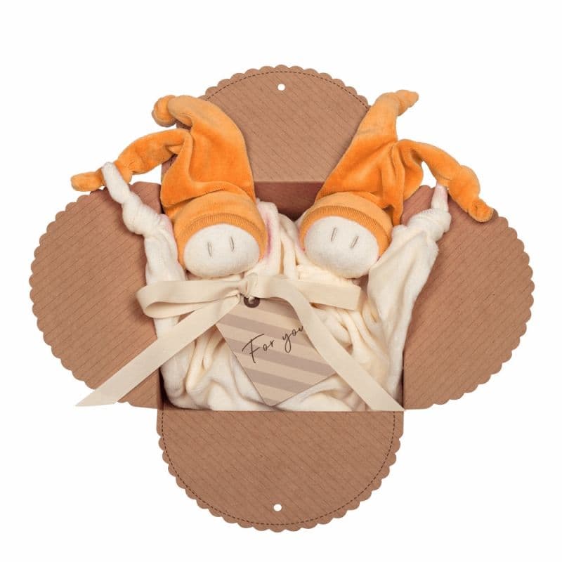 Coffret 2 Doudous Keptin-Jr Coton Bio Zmooz Mandarine Orange Large