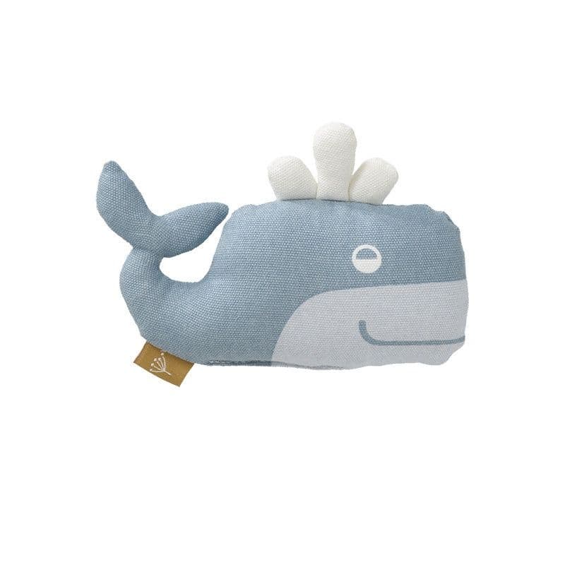 Hochet bébé Tissu Coton Bio Baleine 12cm Fresk® - Doudou Bio