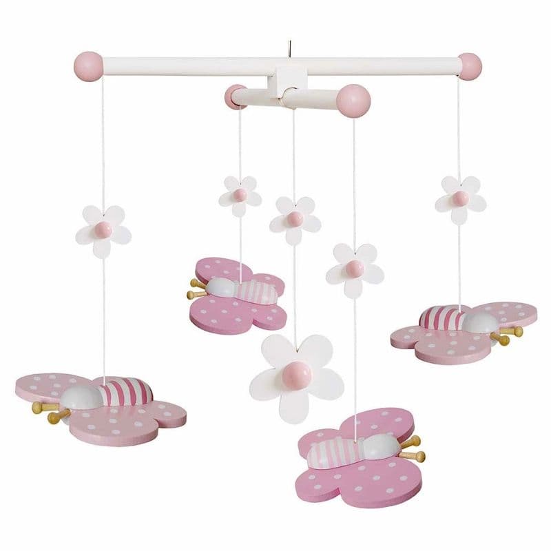 Mobile en bois Papillon Rose Jabadabado® - Décoration Chambre Bébé &