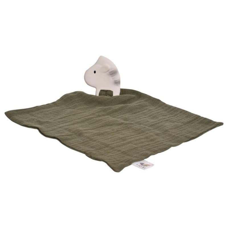 Doudou Plat Lange Teether de dentition Zèbre Kaki Coton bio &