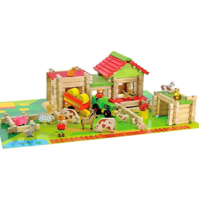 Jouets de construction Ma première grande ferme en bois 130 pièces J