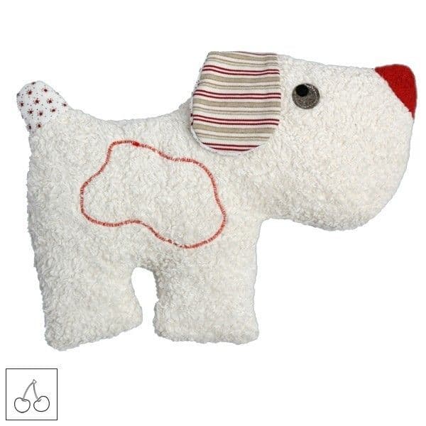 Doudou Bouillotte Efie Noyau Cerises Chien Coloré 32 cm Coton