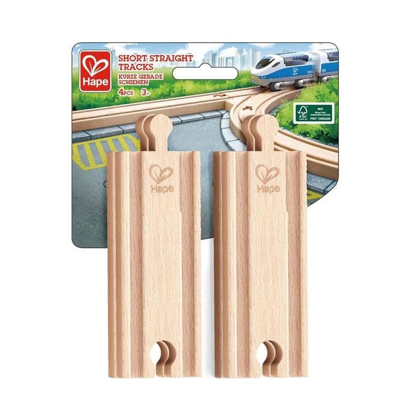 Set de 4 rails droits Hape® Circuit de train en bois - Rail Train en