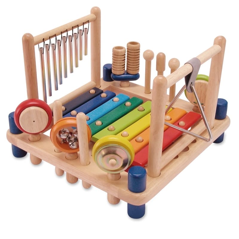 Jouets Table éveil musicale bébé en bois modèle carré Arc en Ciel I'm