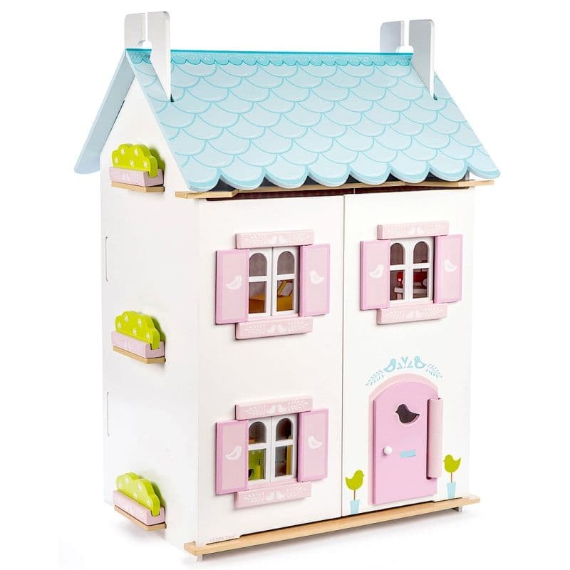 Maison de Poupées Victorienne en bois Meublée Blue Bird Cottage Le T