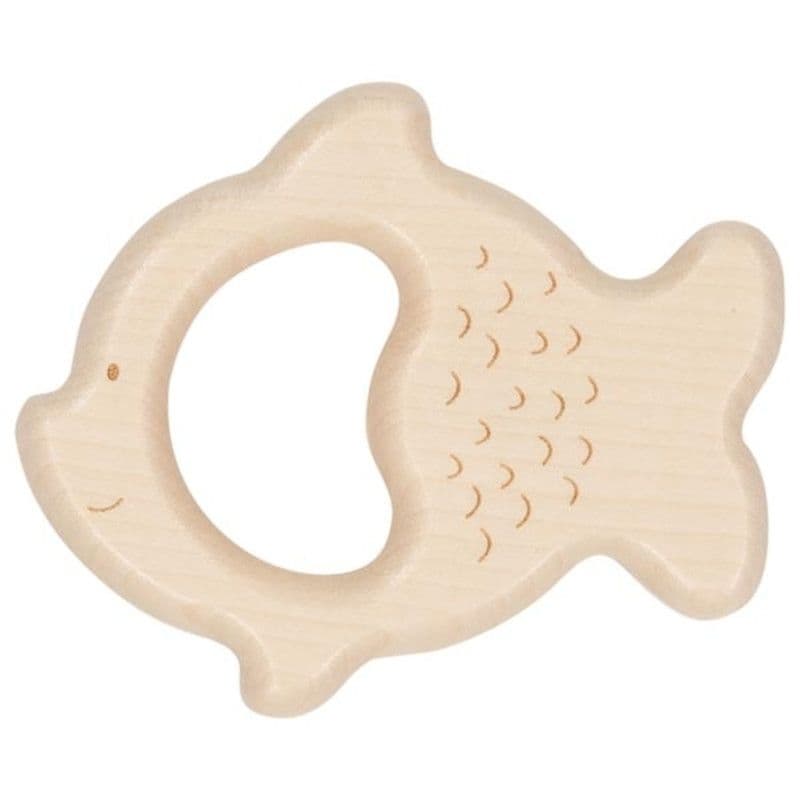 Hochet en bois Anneau Dentition Poisson Goki® pour bébé