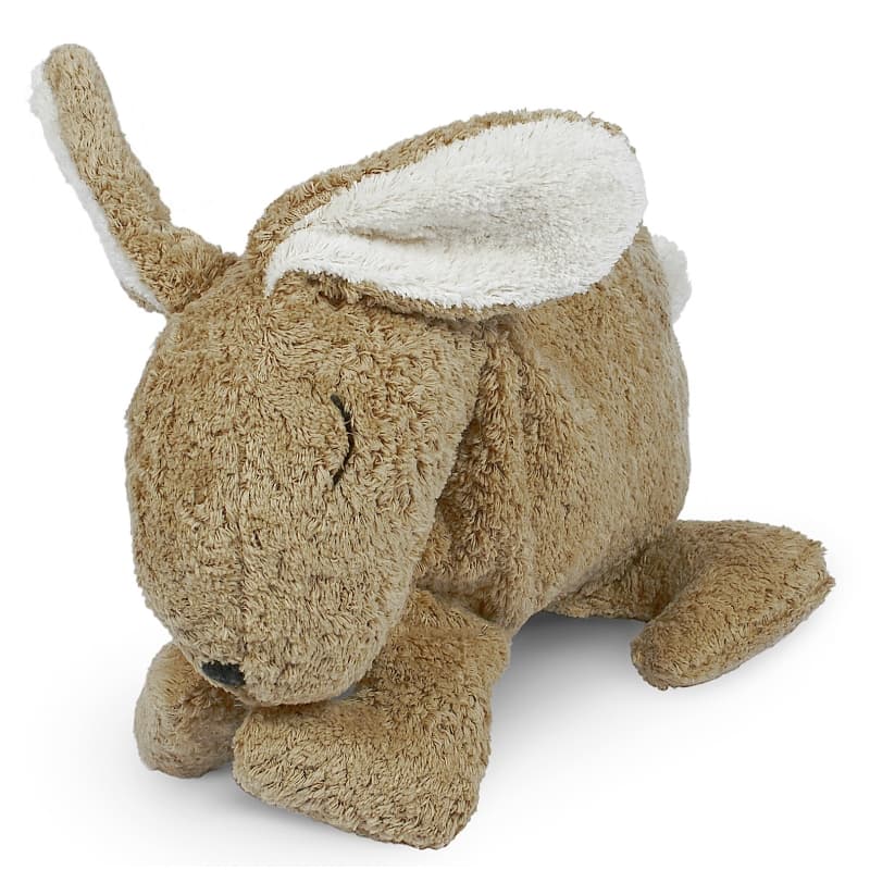Peluche Bouillotte Lapin endormi beige Coton Bio 30 cm Senger® -