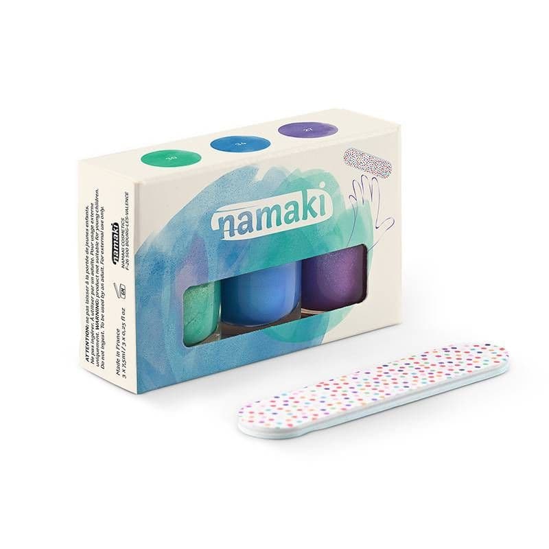 Coffret 3 Vernis à Ongles enfants couleurs Aurore Boréale Namaki® - M