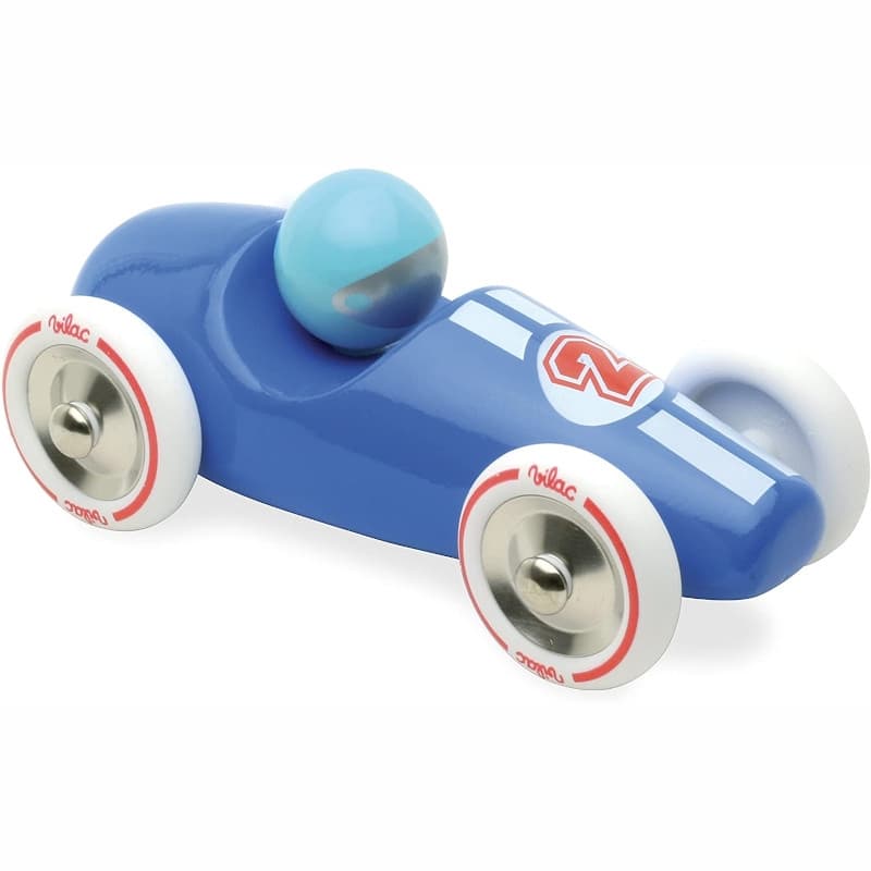 Petite Voiture de course en bois Grand modèle Bleu Vilac®