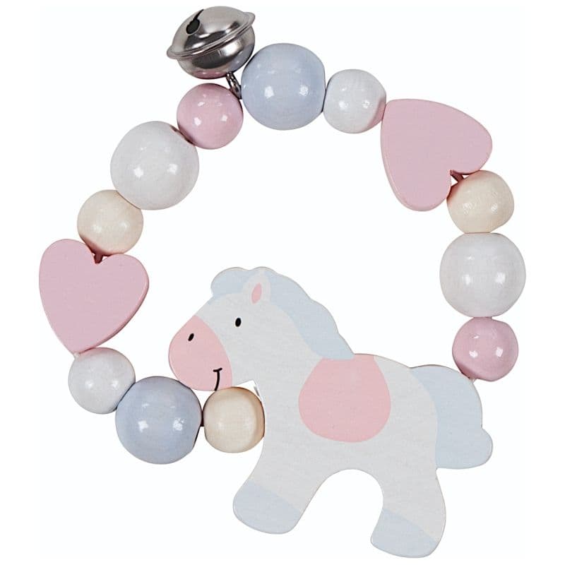 Hochet Grelot & Perles en bois Poney Goki® - Jouets Bébé