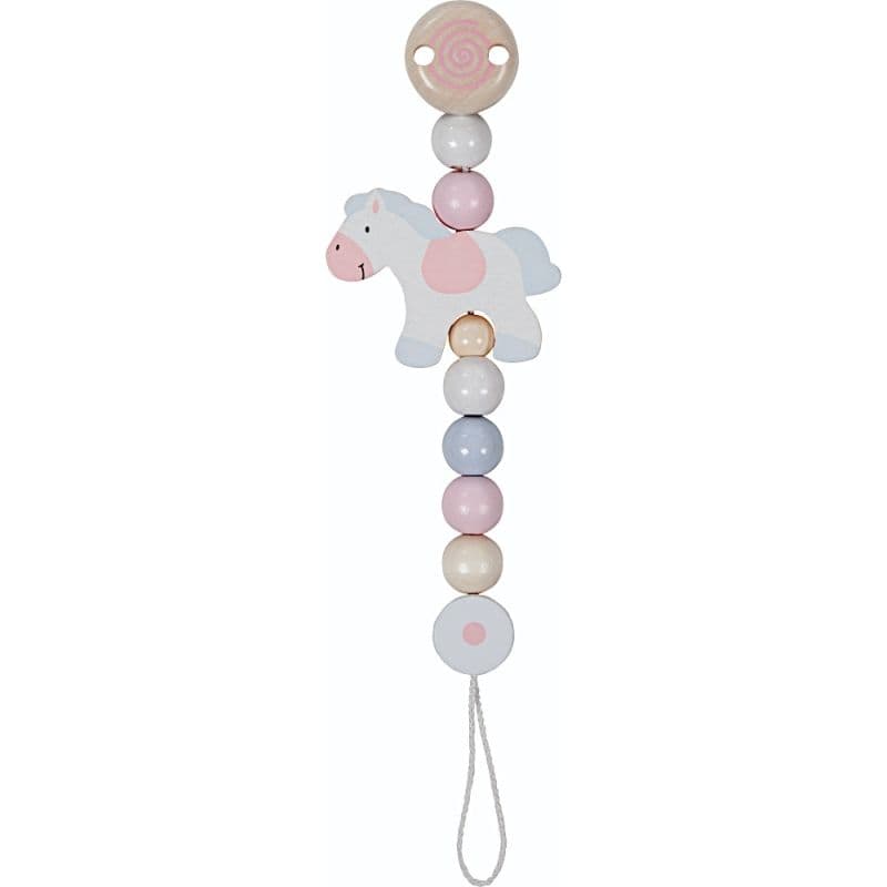 Accroche tétine Perles en bois Poney Pastel Goki® - accessoire Bébé