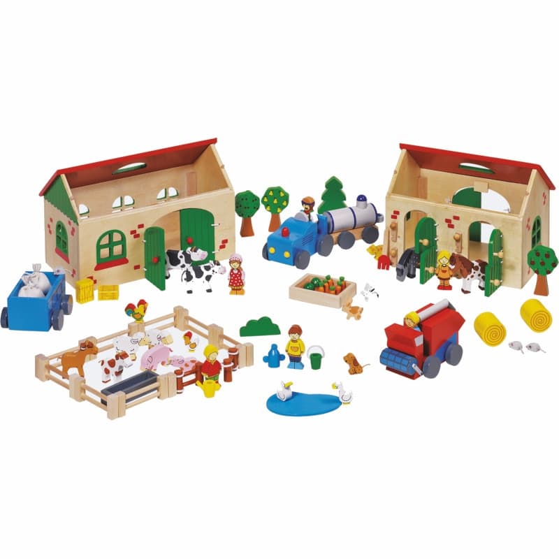 Jouet en bois Ma ferme 71 pièces Goki® - Jouets de la ferme