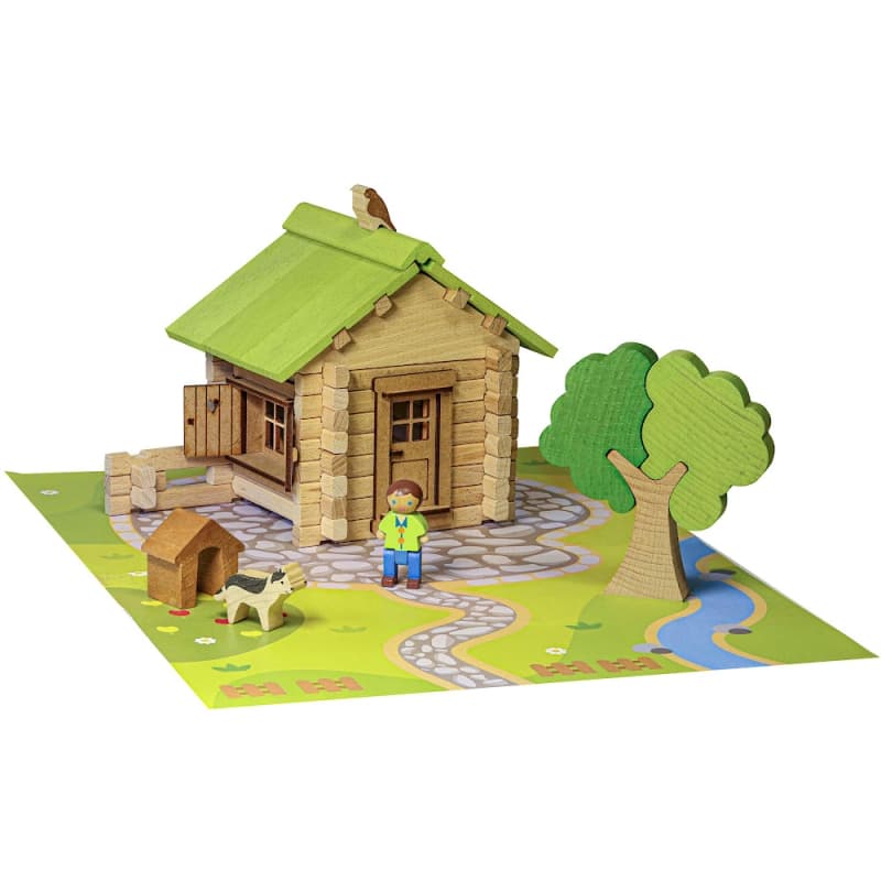 Jeu de construction Maisonnette en bois 85 pièces jeujura® | Ref: 8095