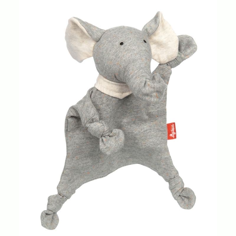Doudou naissance petit Éléphant plat à nœuds Jersey de coton bio Sig