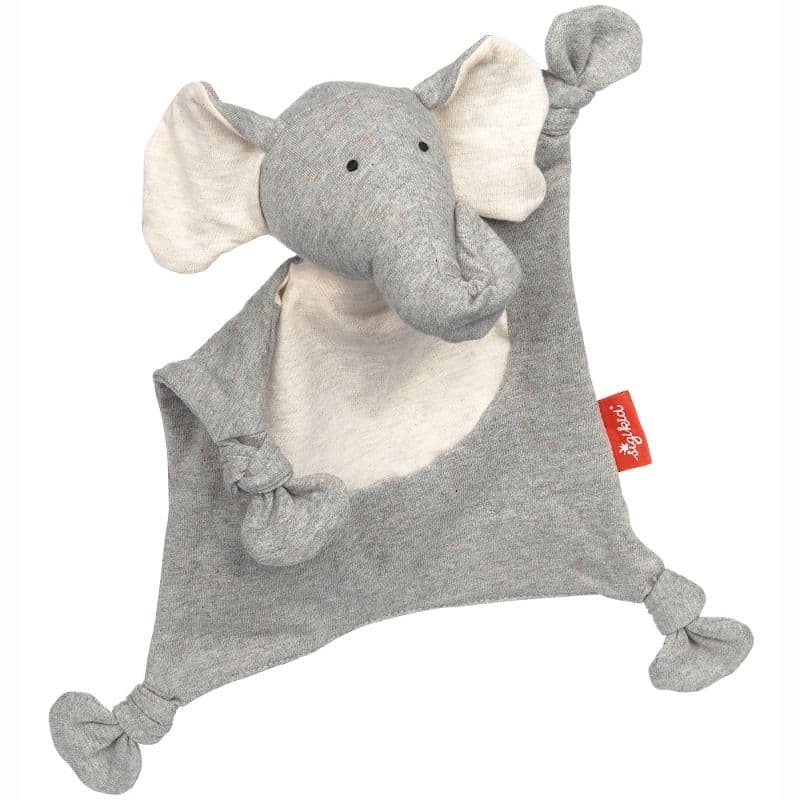 Doudou Éléphant plat à nœuds Jersey de coton bio Sigikid® 26 cm - Dou