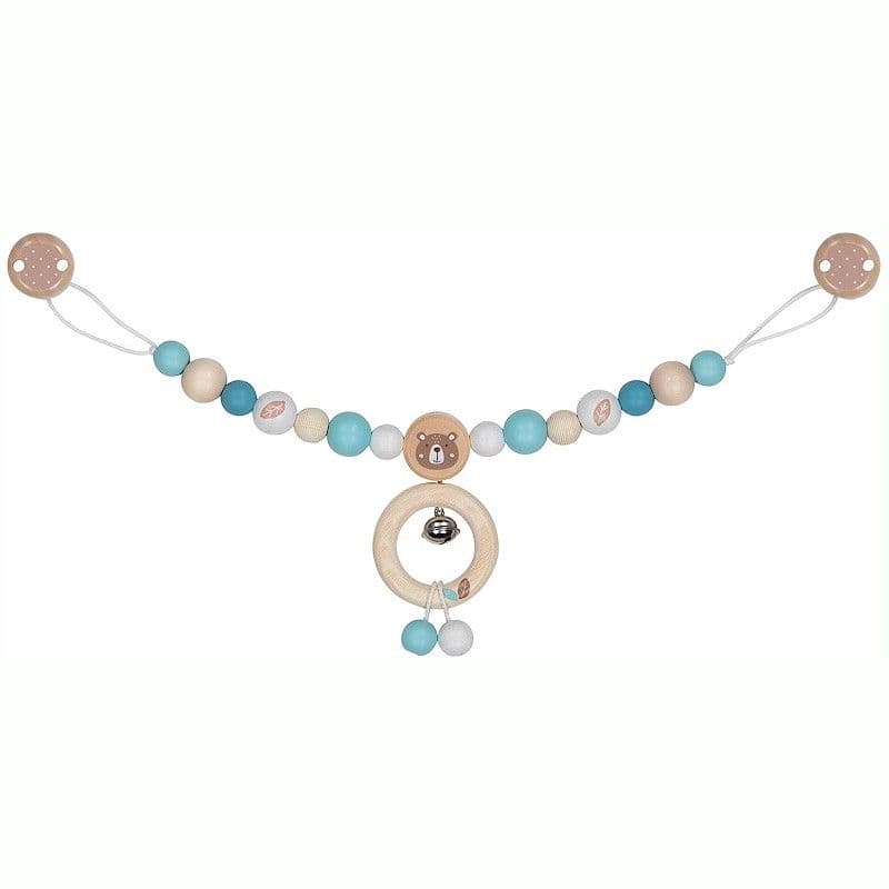 Chaîne de poussette en bois avec clips & grelot Ours Goki® - A
