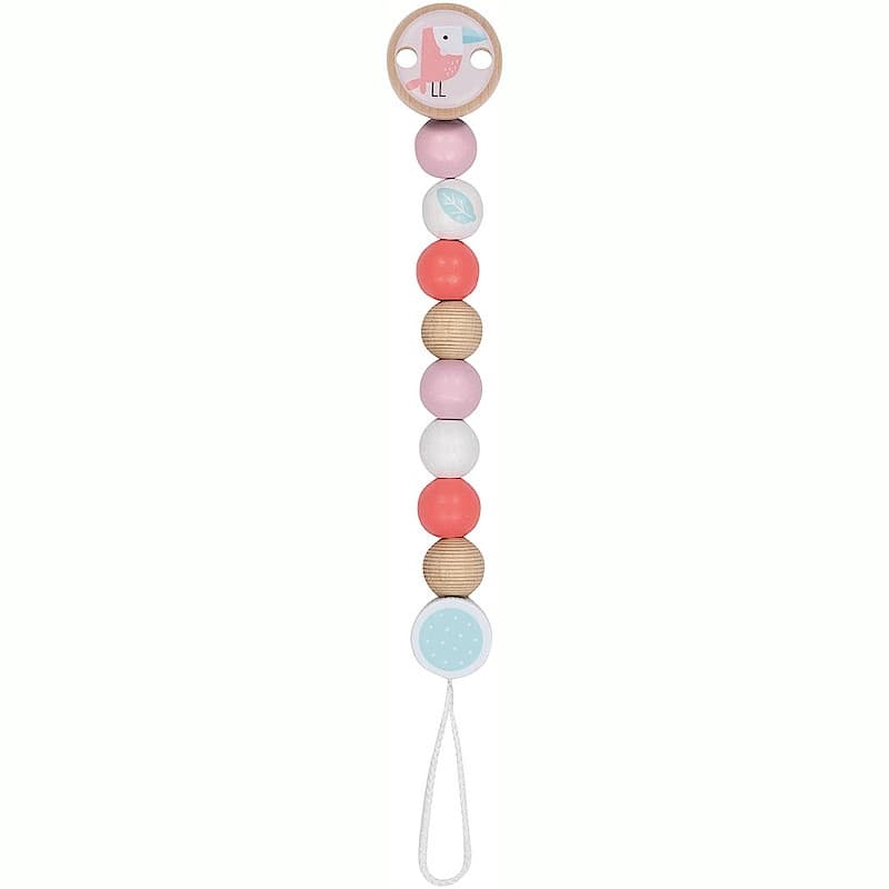 Accroche tétine Perles roses en bois Oiseau Goki® - accessoire Bébé
