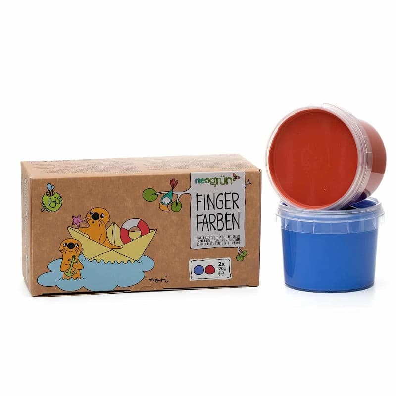 Peinture à Doigts 2 pots 120g Rouge Bleu Neogrun® Nori - Peinture e