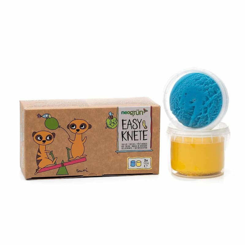 Pâtes à modeler Bio Vegan 2 pots 120g Suri Bleu Jaune Neogrun® - Pâ