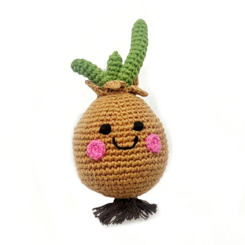 Hochet bébé Oignon 14cm Pebble® Maille Crochet Coton Bio - jouet 6 mo