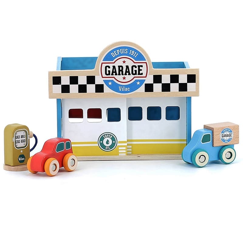 Jouet en bois Petit Garage Vintage Vilacity 2 petites autos Vilac® -