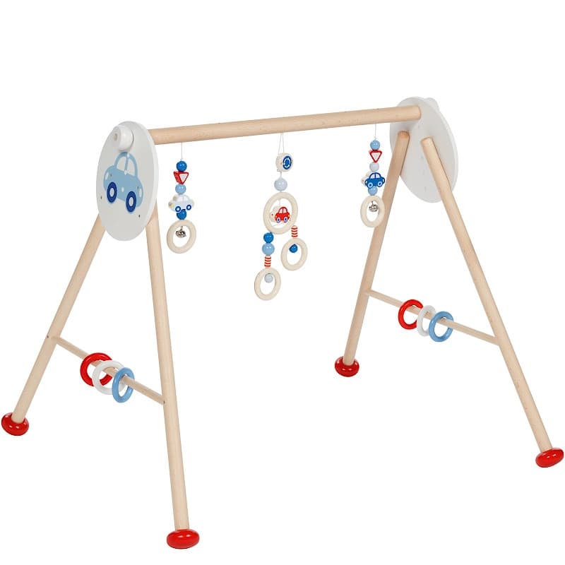 Portique d'activités bébé en bois Petites voitures Goki® 6 hauteurs r